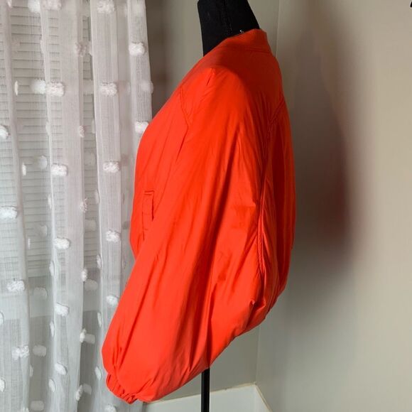 Zara red orange cropped zip front bomber long sleeve‎ puffer jacket size xs - Picture 10 of 15